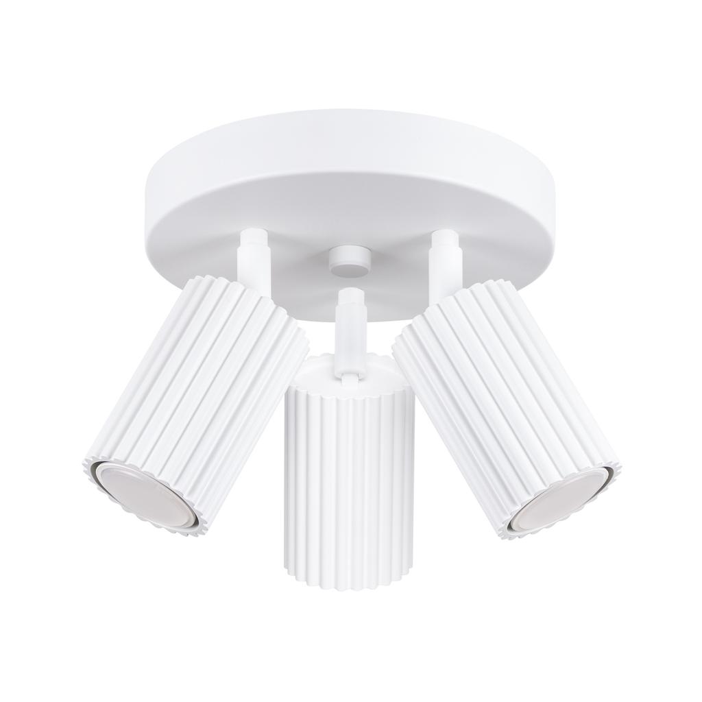 Lampa Sufitowa Nowoczesna Biała Okrągła Ø20Cm Ruchome Karbowane Reflektorki Do Sypialni Przedpokoju 3Xgu10 10W Karbon Sollux Lighting