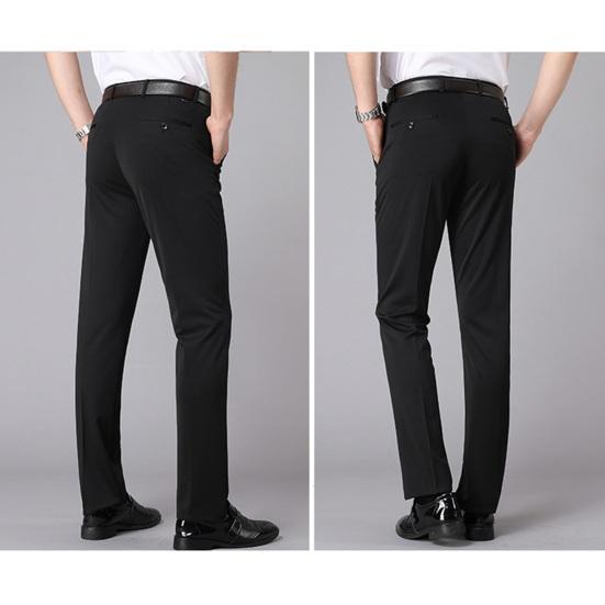 Мужской костюм Брюки Slim Fit Прямой формальный деловой стиль Чистый цвет на пуговицах на молнии Эластичные карманы Офисная одежда Длинные брюки для встреч