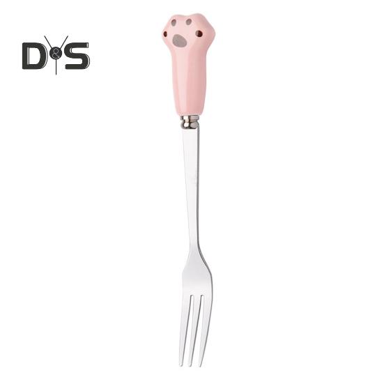 Вилка для торта, вилка в виде мультяшного кота, новинка, гладкие края, керамическая ручка, вилка для фруктов, десертов, лапши