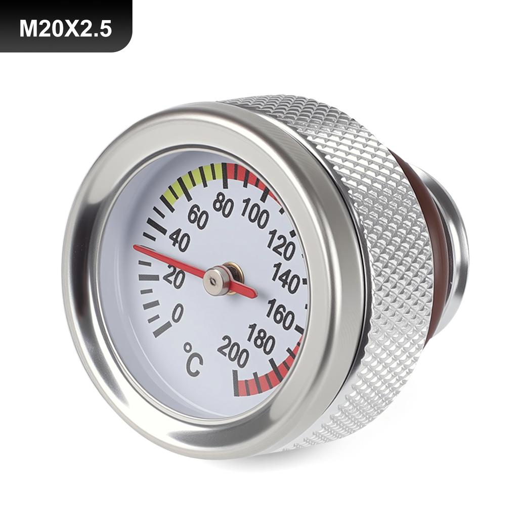 Новые крышки бензобака для мотоциклов M20x2.5 с указателями температуры масла 0-200, циферблат, черный/серебристый, сменные аксессуары