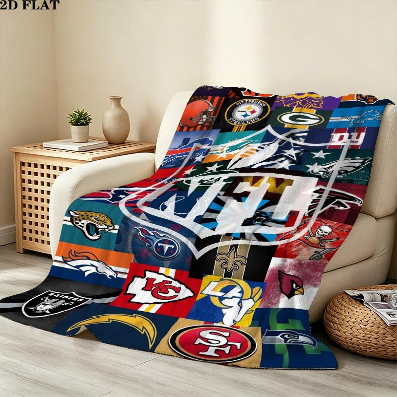 National Football League Print Flannel Blanket, High quality Comfortable for All Seasons, Home Decor, Warmth and Comfort, Perfect for Christmas Gifts