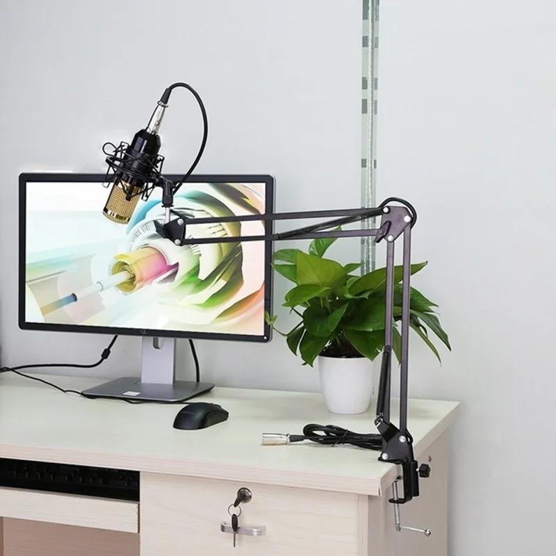 Новый комплект конденсаторного микрофона, студийная подвеска, ножничный рычаг, звуковая карта, микрофон BM800