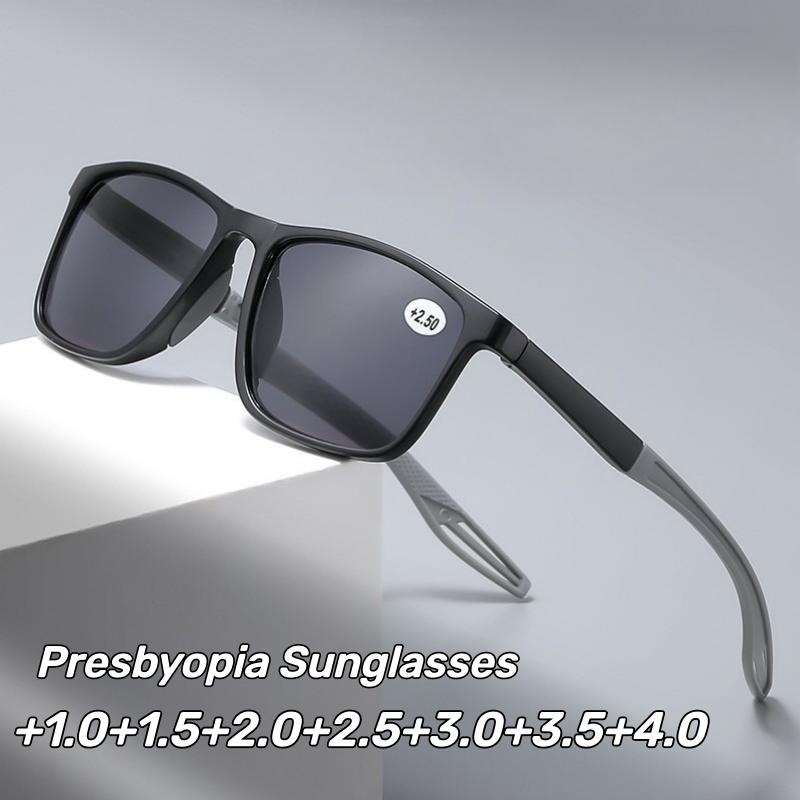 Unisex UV-Protective Presbyopia Glasses Stylish Square-Frame Blue Light Blocking Sun Reading Glasses with Plus Diopters