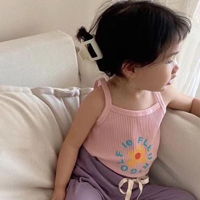 Летний детский свежий детский милый простой жилет без рукавов с принтом ромашки, топ-майка без рукавов для маленьких девочек