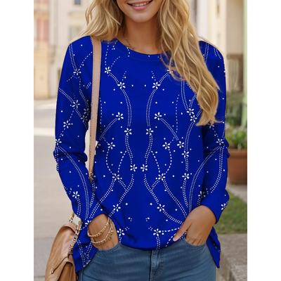 Женская футболка с цветочным принтом 3D, модная, с длинным рукавом, праздничная, забавная, с круглым вырезом, стандартного кроя, весна и осень, толстовка
