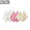 ZA Autumn New Women's Wear ZR Fashion Style Silk Satin Texture Ruched Tops Camisole 3776019