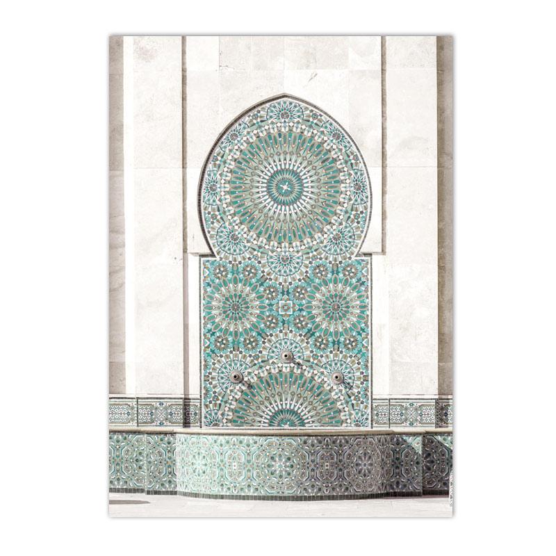 Зеленые листья кактус мечеть марокко дверь плакаты принты холст картины исламская каллиграфия настенное искусство картины декор гостиной