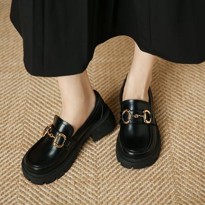 Женская обувь Yuexinwang из натуральной кожи на плоской подошве Huizhou, виноградные туфли на той же платформе, новые весенние черные кожаные туфли