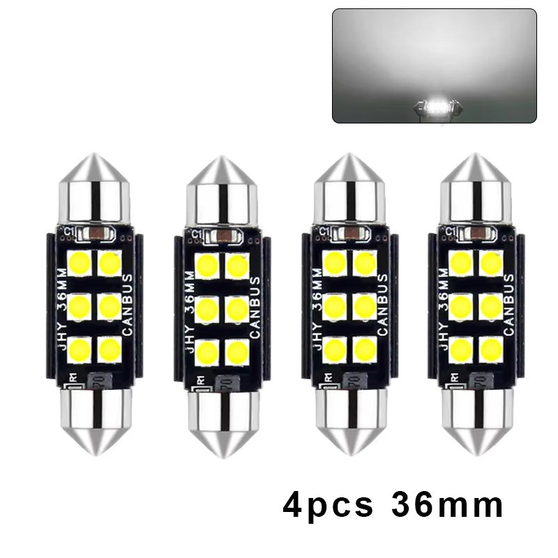 2/4pcs 12V White 6411 6418 C5W Festoon LED Bulbs Error Free 31/36/39/41mm for Interior Map Dome Courtesy License Plate Lights Dome Lights 6