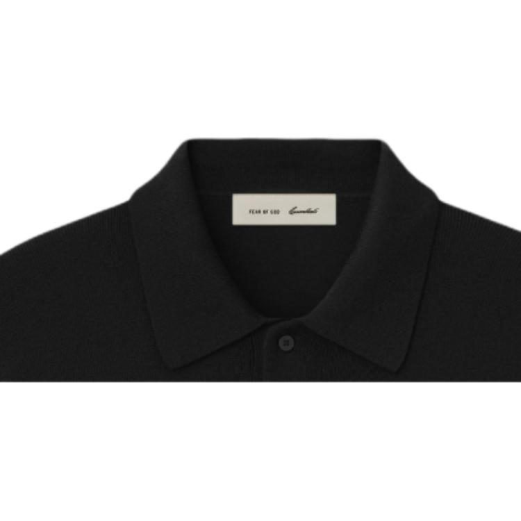Fear of God Essentials Фирменный вязаный поло с рукавом три четверти 90-х Винтажный черный Унисекс Топы 192SP266961F