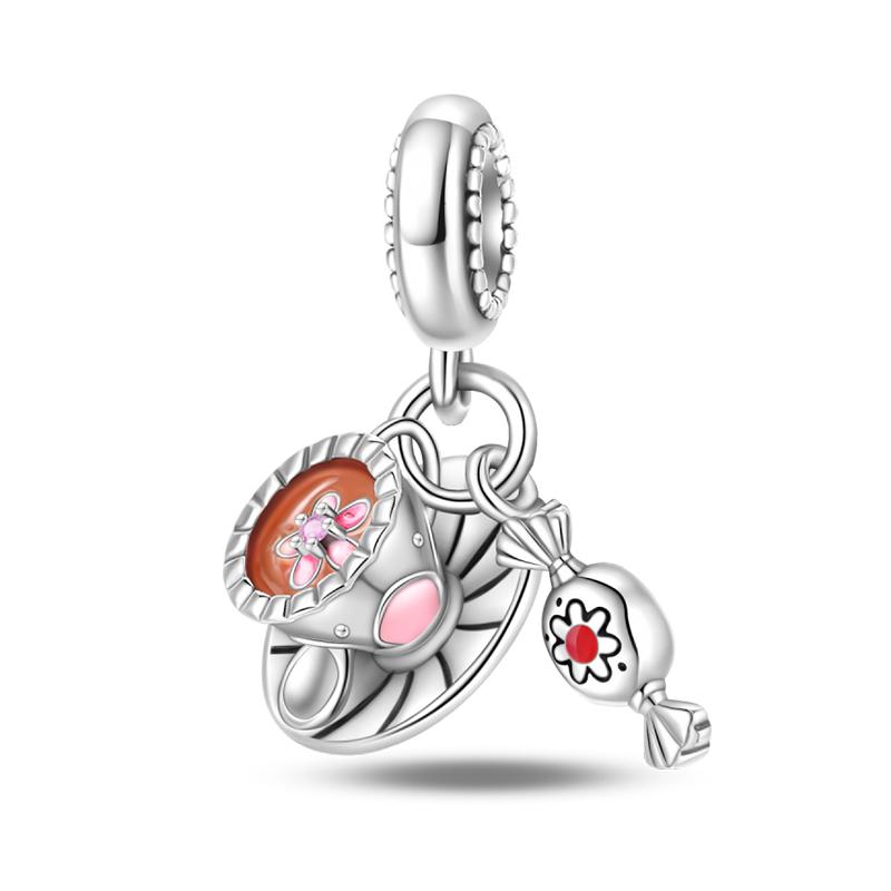 Copper Metal Color Coffee Cake Bread Ice Cream Afternoon Tea beer Charm Bead Components Pendant Bead Component Compatible With 3mm Authentic Original