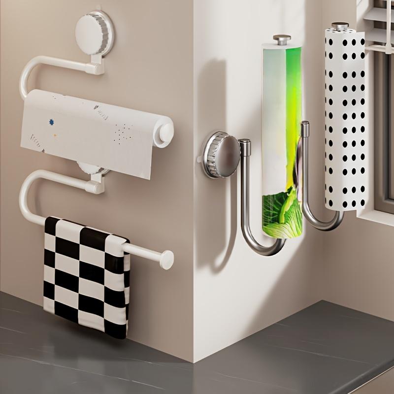 1 шт. Многофункциональный вращающийся держатель для салфеток на присоске - Настенный алюминиевый диспенсер для рулонов, без сверления, подходит для полотенец