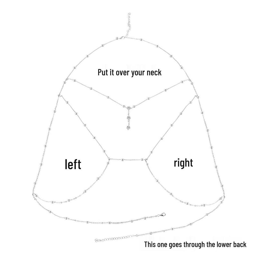 Элегантная многоярусная боди-цепочка с кисточками - Модный аксессуар для груди и спины