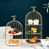 Wrought Iron Ceramic Cake Stand Multi-layer Fruit Plate Snacks Tray Dessert Plate Cake Pan Elk Display Stand Decorative Plates