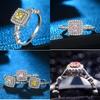 Ring Stone With Pink Zircon Luxury Finger Ring Bride Wedding Couple