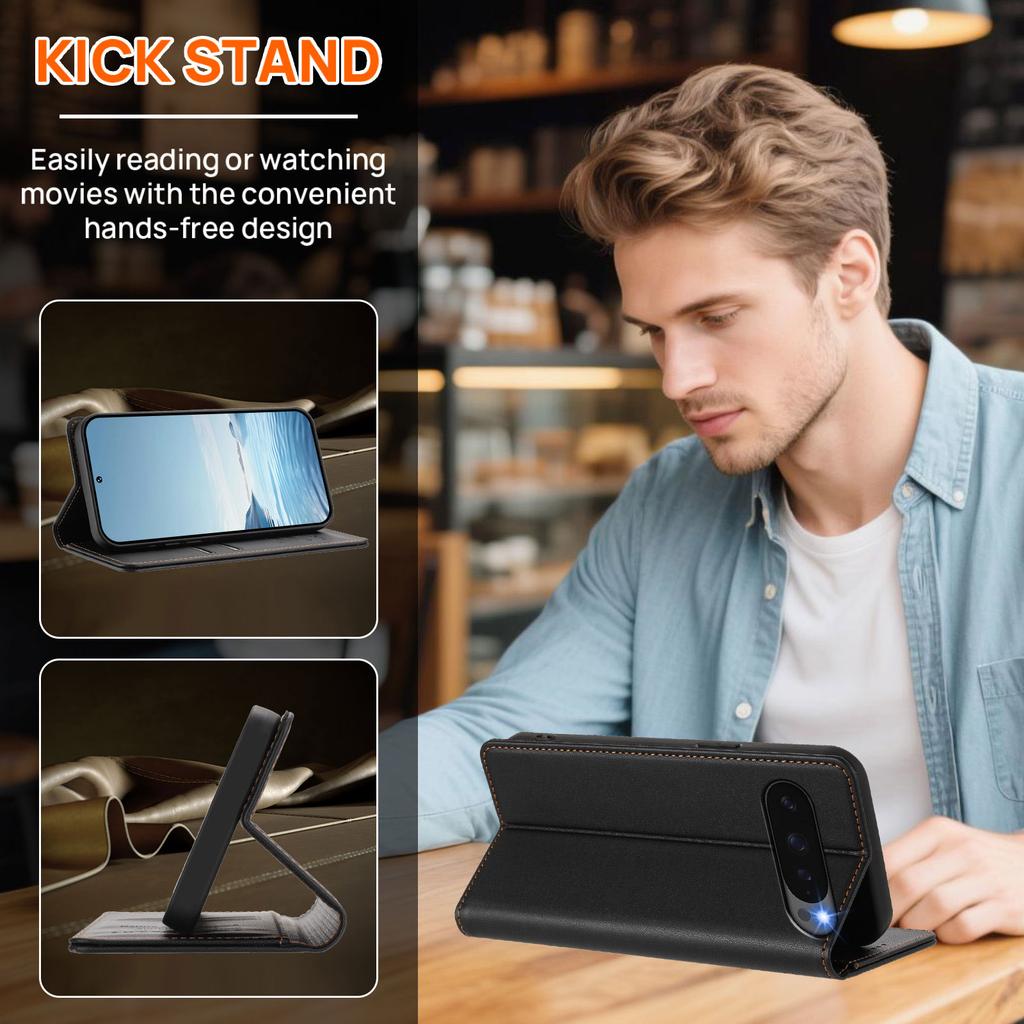 For Google Pixel 10 Pro XL Leather Wallet Case Magnetic Closure RFID Blocking Phone Cover