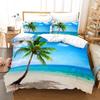 Tropical Sunset Duvet Cover - Palm Tree & Beach Theme Queen Size Nature-Inspired Bedding Set (Island Decor)