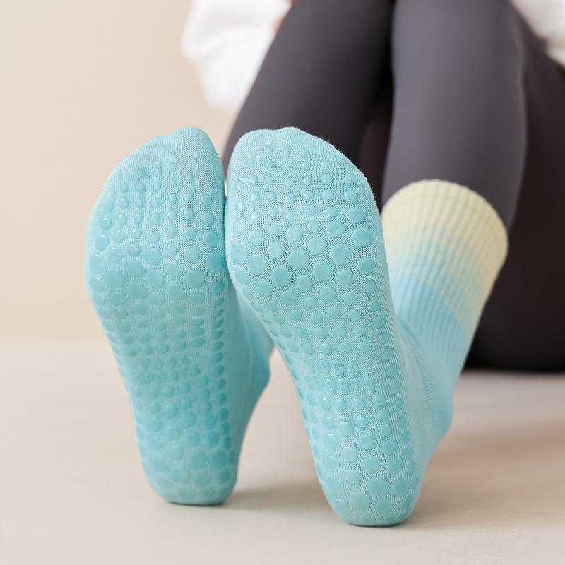 Gradient Yoga Socks Women Professional Silicone Non-slip Pilates Socks Indoor Workout Gym Fitness Cotton Dance Sports Socks Sox