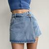 Elegant and Fashion High-waisted A-line Denim Shorts Women's Summer Light-colored Design Sense Temperament Slim Trendy Culottes
