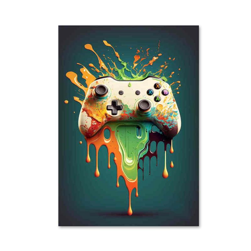 Мультяшные игровые контроллеры, консольные постеры и принты, наушники, холст, картины, настенное искусство для бара, игровая комната, домашний декор