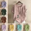 Women's Fashion Round Neck Short Sleeve T-shirt Casual Cotton Linen Graphic Shirt Leisure Loose Lovely Dog Prined Summer Blouse Tops