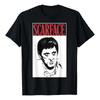 Футболка Scarface С Красным Текстовым Принтом И Черно-Белым Портретом