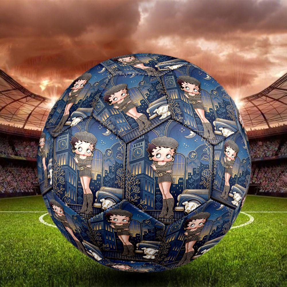 Betty Boop Print Size 5 Soccer Ball, Standard Match Football for Sports Game and Team Practice, Ideal Gift for Soccer Fans