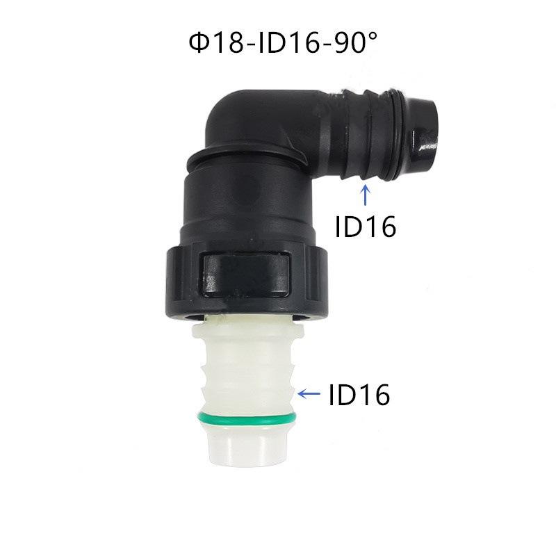 18mm ID16 Automotive Fuel Line Hose Bend Double-Sided Male Female Matching Combination Large Size Plastic Quick Connector