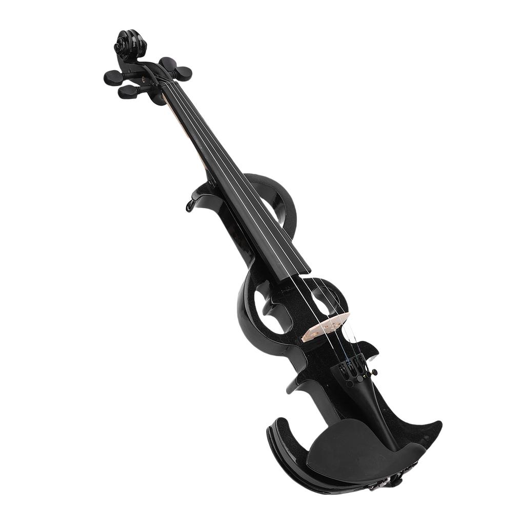 Electric Violin Kit 4 4 Black Solid Wood Beginner Electronic Violin with Bow Earphone Connection Cable Storage Box