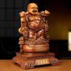 Maitreya Buddha Treasure Bowl Ornament Wood Grain Color Attracts Wealth Big Belly Buddha Statue Living Room Relocation Gift