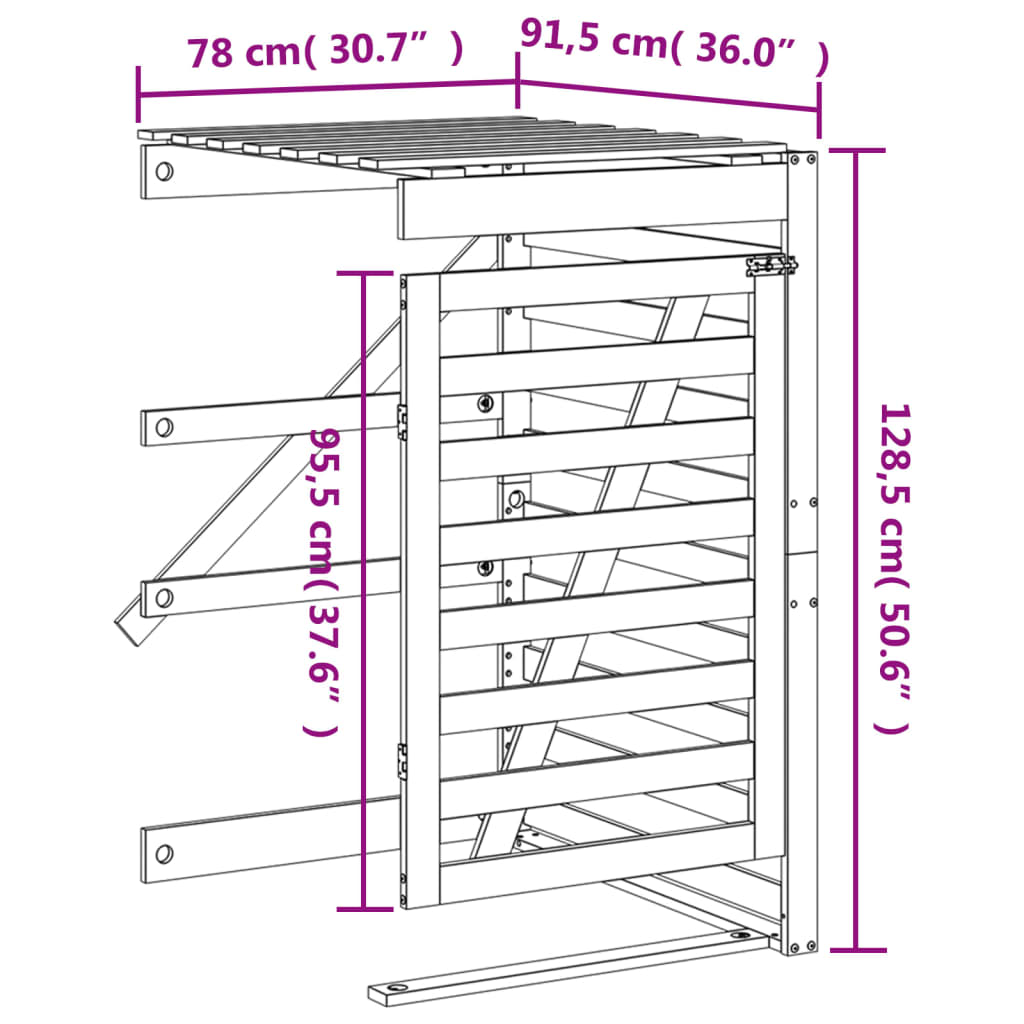 Waste Bin Box Extension White Solid Pine Wood