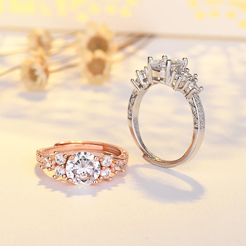 Lindon Classic Copper Alloy Zircon Ring Ladies Jewelry Wedding Promise Party Gift