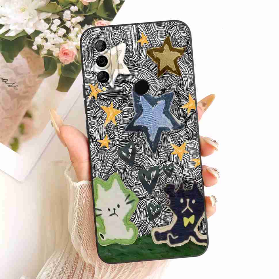Cute Cartoon Cover For Huawei P30 lite Case 6.15" P30lite Soft Silicone Phone Case For Huawei Nova 4e Nova4e Matte Back Cover