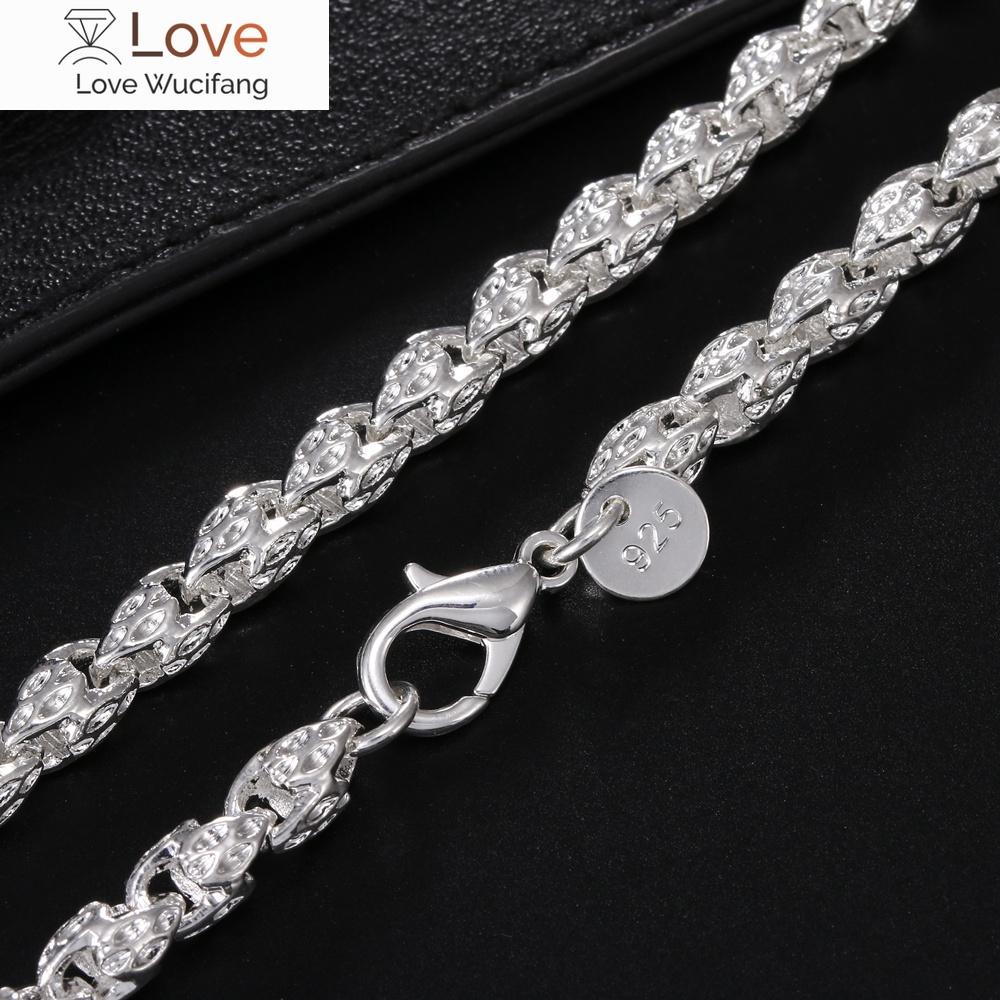 Штампованное серебро 925 пробы, 5 мм, цепочка для крана, 20-24 дюйма, ожерелье для женщин и мужчин, модные ювелирные изделия для свадебной вечеринки, благородные рождественские подарки