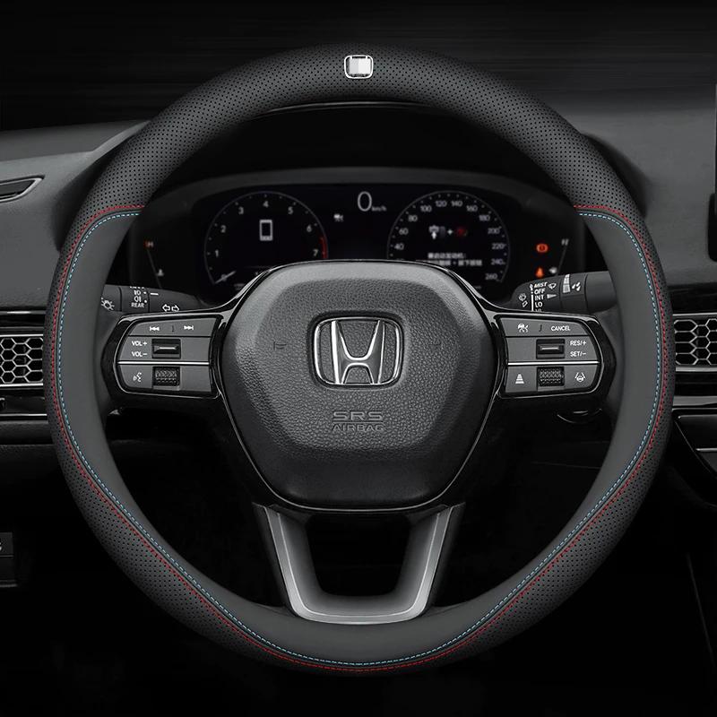 AAAKM1 Leather Car Steering Wheel Cover for Honda CRV Ridgeline HRV Prologue Civic URV Accord ZRV CRV WRV BRV Auto Interior Accessories