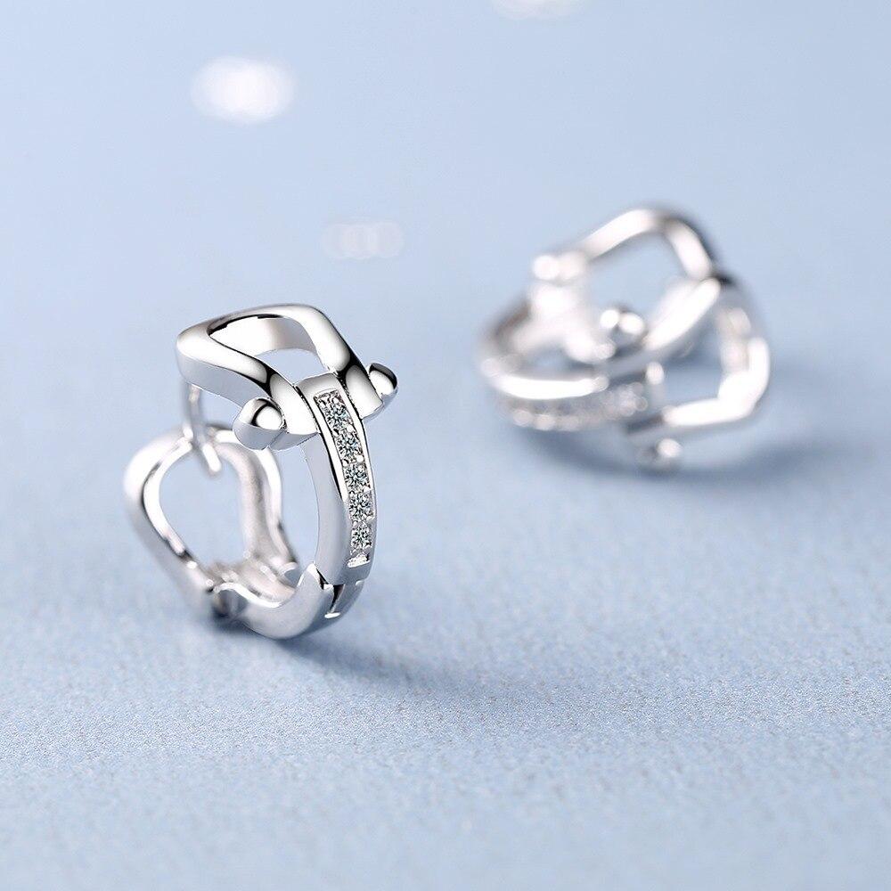 925 Sterling Silver Geometric Piercing Stud Earrings For Women Girls Engagement Party Jewelry Pendientes Eh062