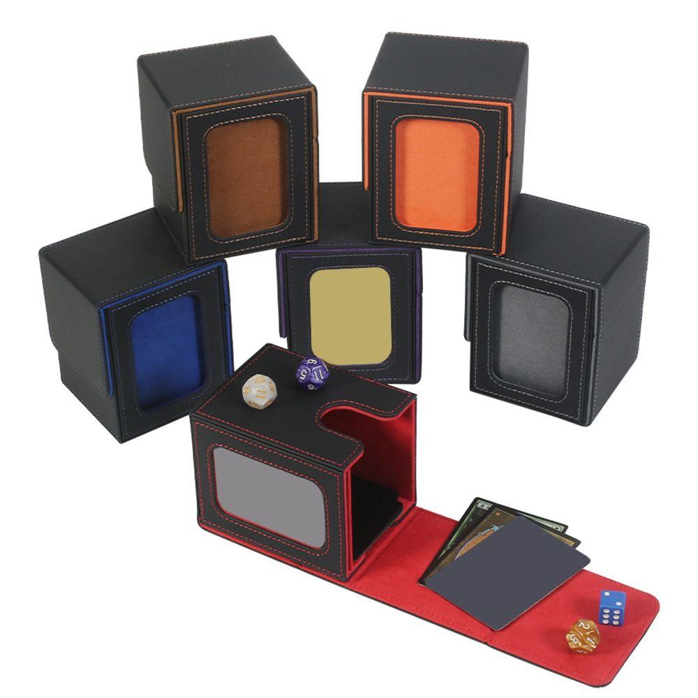 PU Leather Card Deck Box With Window Window Collection Box Fashion Card Stacking Storage Box