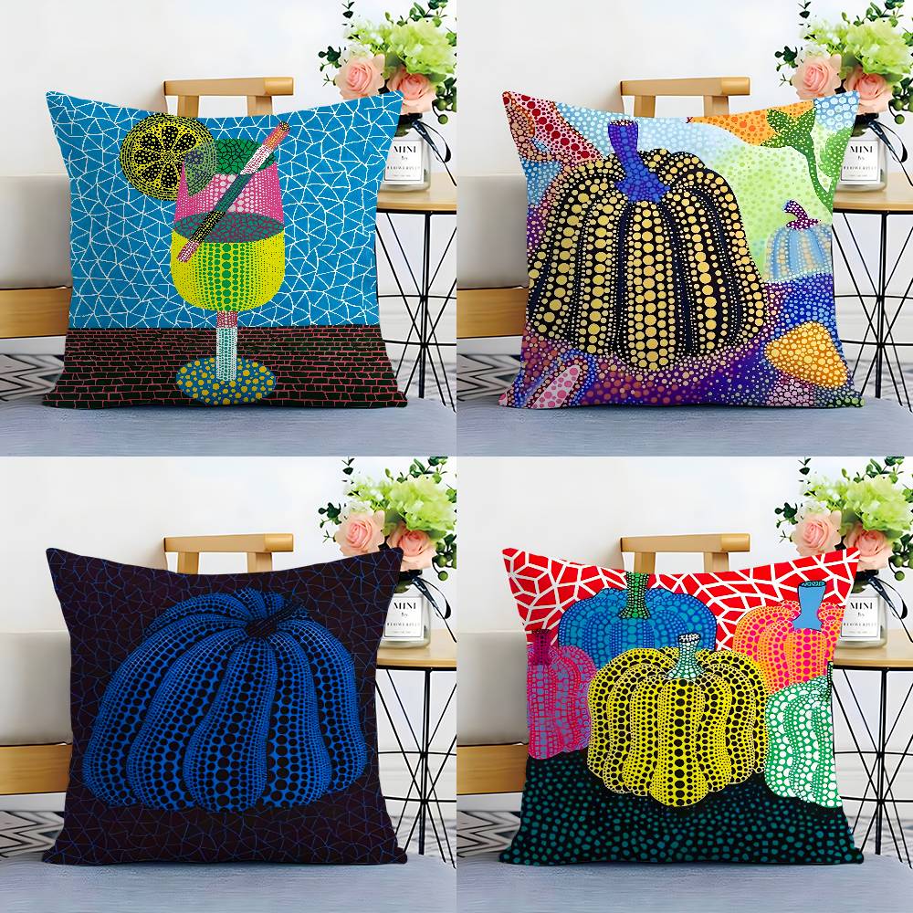 Yayoi Kusama Abstract Art Pumpkin Pillow Case Sofa Living Room Bedroom Double-sided Printing Square Cushion Nap Time Pillow Case