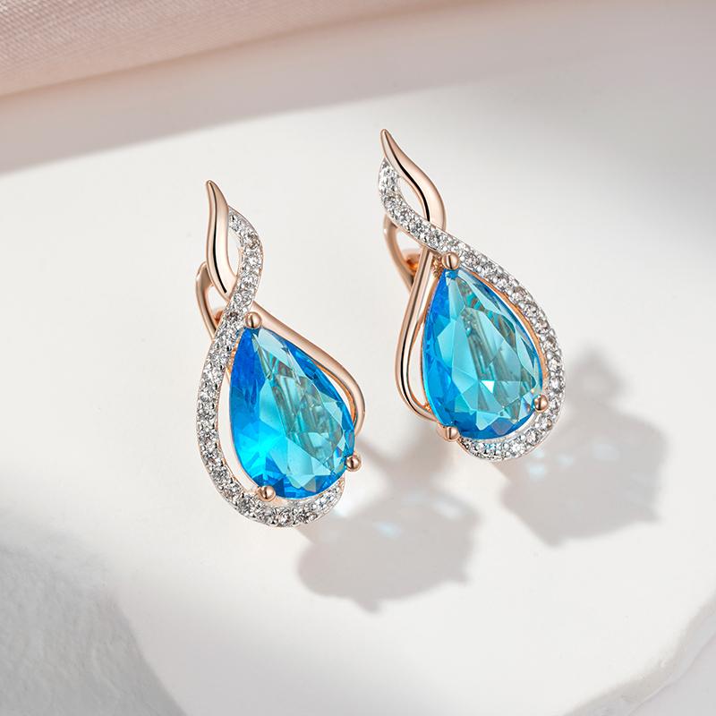 Блестящие синие серьги-капли из циркония для женщин, серебряные серьги-подвески для невесты