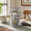 Ведро для демонстрации роз Винтажное железное ведро для цветов Рустикальная белая металлическая ваза с двумя ручками