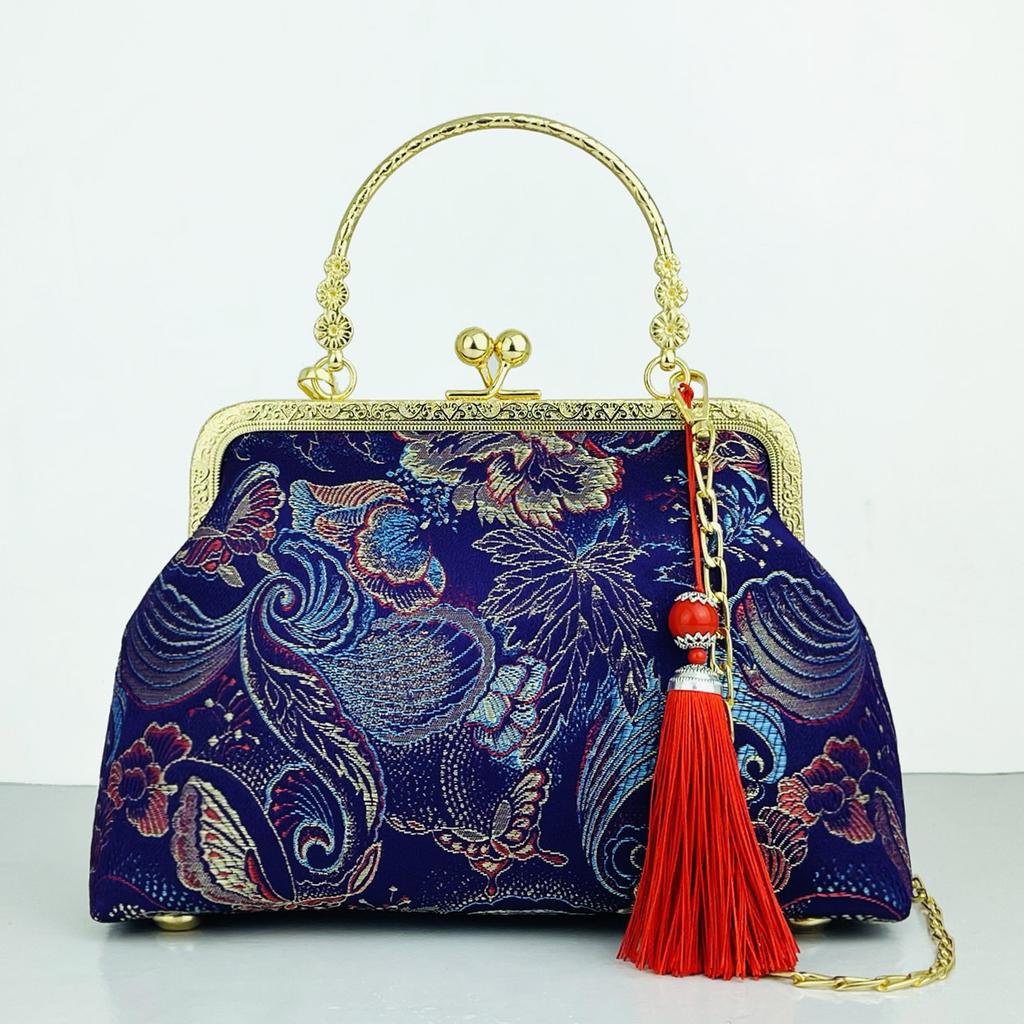 Fashion Silk Bag Tote Shoulder Crossbody Chain Women Handbag Embroidery Chinese Cheongsam Female   Bags Clutch Purse