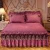 Роскошное европейское бархатное плюшевое стеганое покрывало размера Queen с тиснением юбки на кровать, мягкий чехол на кровать, не включая наволочку