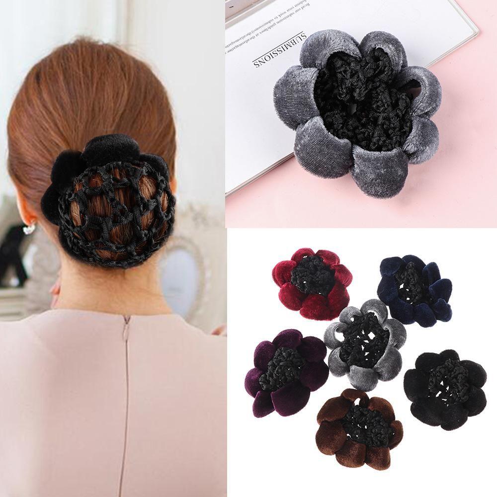 Fashion Lace Velet Edge Dance Skating Ballet Crochet Snood Hair Nets Bun Cover Updo Styling Tool
