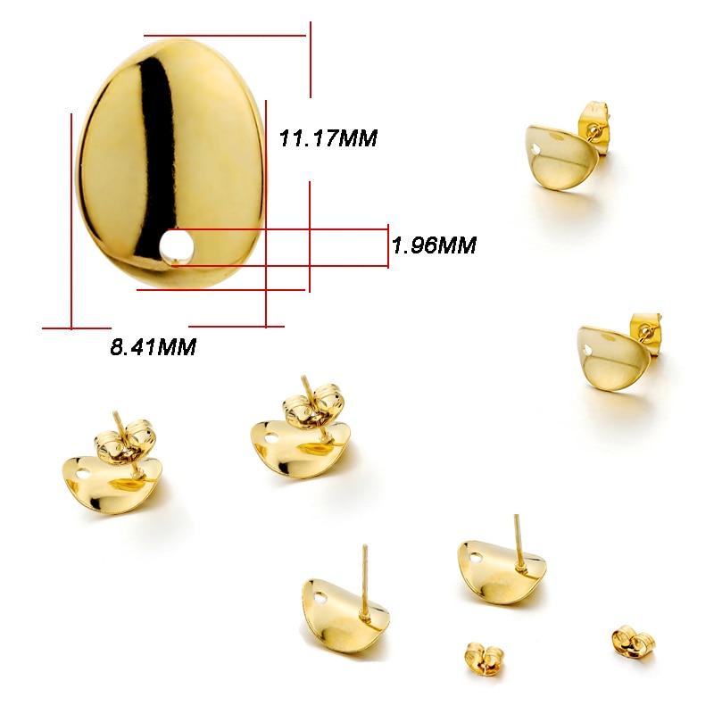 10 шт., геометрические круглые серьги-гвоздики из нержавеющей стали, серьги-гвоздики золотого цвета с цветком, базовый разъем для DIY, аксессуары для изготовления ювелирных изделий