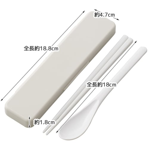 Skater Chopstick Spoon Combination Set 18cm Antibacterial Treated Lunch Box for Adults Comes with Silicone Cushion and Doesn't Make a Sound Made In Ja