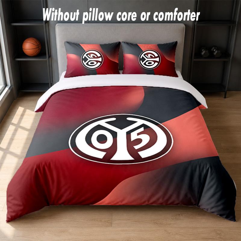 Mainz FC Design Bed Bedding Set 1 Duvet Cover + 2 Pillowcases Soft Breathable Household Bed Linens