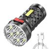 Super Bright Flashlight Ultra Powerful Led Torch Light Rechargeable COB Side Light 4 Modes Outdoor Adventure 3 In 1 Flashlight