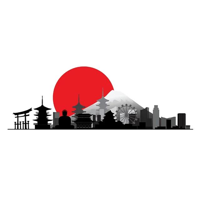 Для японского пейзажа силуэт комикс наклейка личность творческие наклейки водонепроницаемые украшения