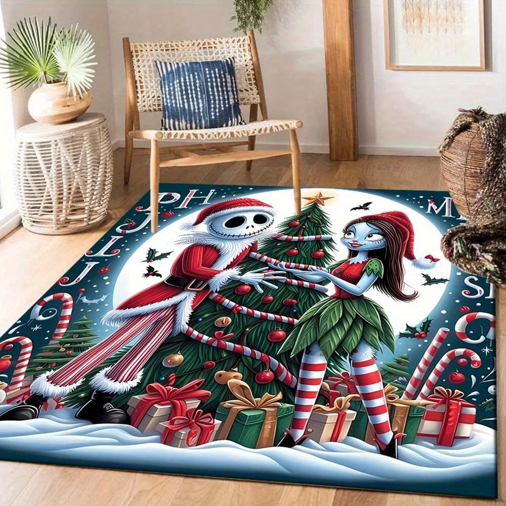 1pc The Nightmare Before Christmas Carpet Area Rug, Bedroom, and Playroom - Durable, Stain-Resistant, and Easy to Clean, Living Room, Laundr