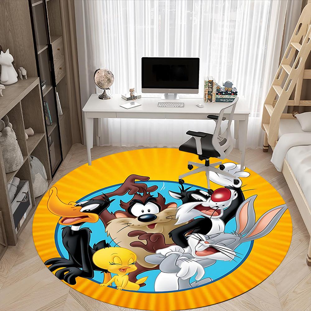 1pc Looney Tunes Office Round Area Rug, Under Office Chairs Bedroom Living Room Home Decor, Room Decoa1016168